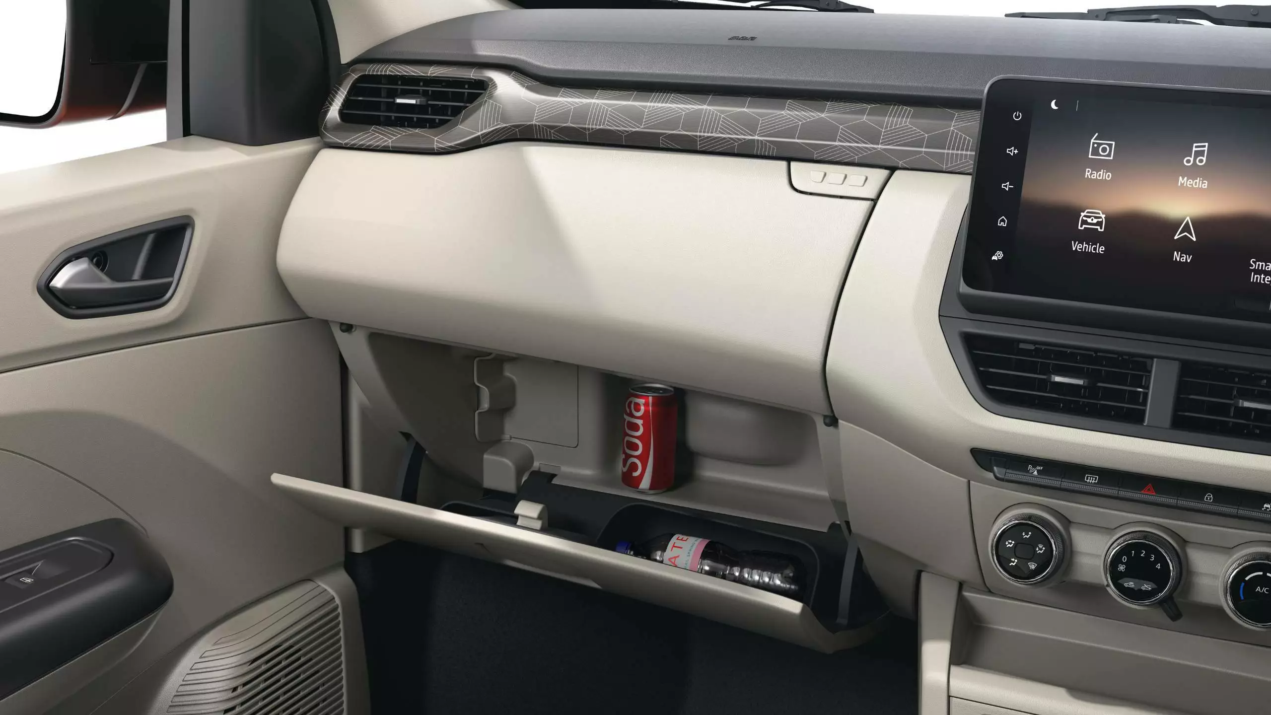 upper and cooled lower glove box